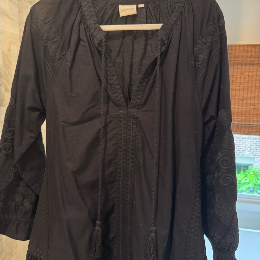 Black A-Line Puff Sleeve Cocktail Dress - Picture 5 of 6